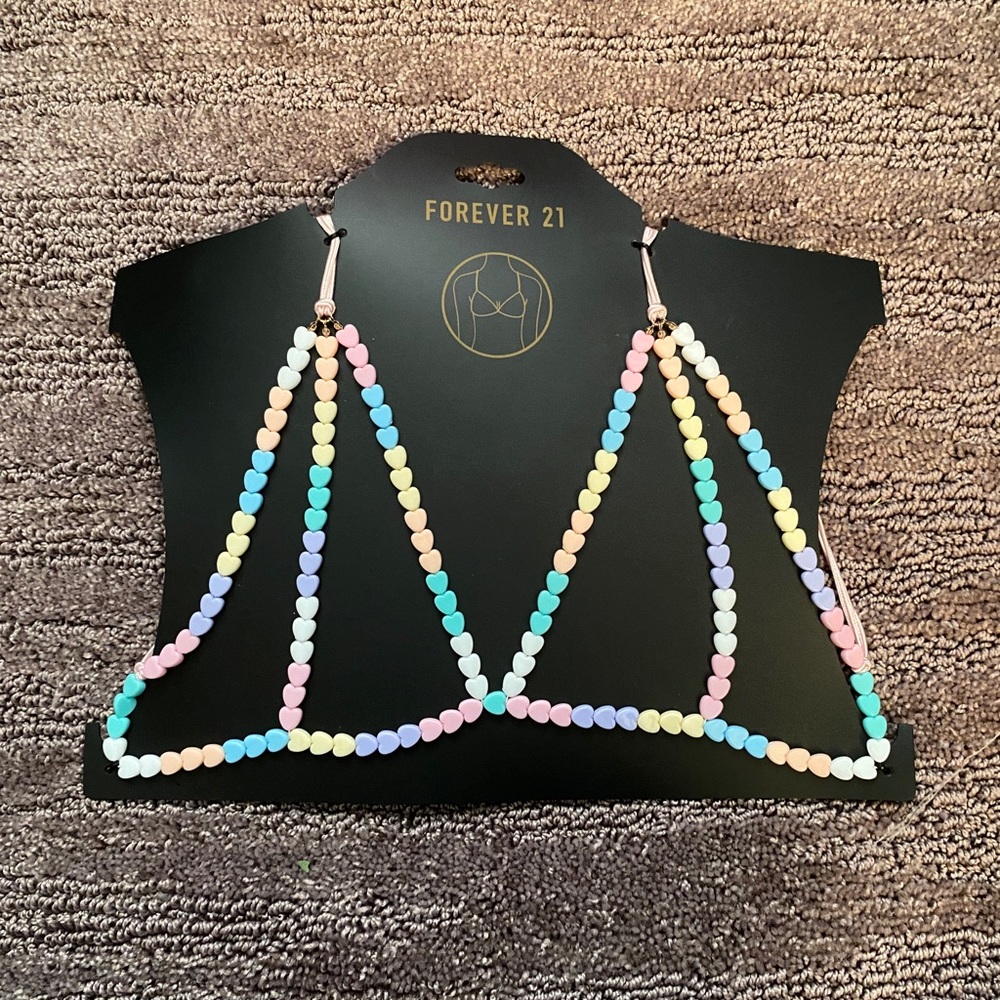 Heart‎ beaded body bra chain